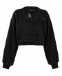 Punk Rave Black Gothic Daily Wear Loose V-neck Short Sweater for Women