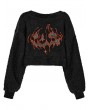 Punk Rave Black Gothic Daily Wear Loose V-neck Short Sweater for Women