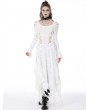 Dark in Love White Gothic Ghost Cutout Long Trumpet Sleeve Maxi Dress