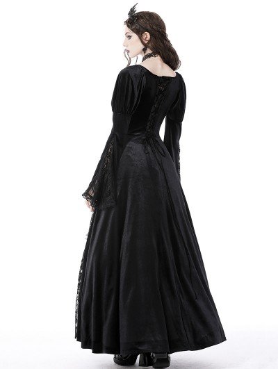 Women's Gothic Dress Lace Velvet Dress Black Lace Goth Vintage