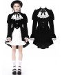 Dark in Love Black Gothic Retro Contrast Frilly Jabot Velvet Jacket for Women