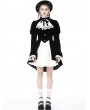 Dark in Love Black Gothic Retro Contrast Frilly Jabot Velvet Jacket for Women