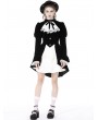 Dark in Love Black Gothic Retro Contrast Frilly Jabot Velvet Jacket for Women