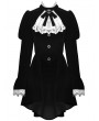 Dark in Love Black Gothic Retro Contrast Frilly Jabot Velvet Jacket for Women