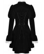 Dark in Love Black Gothic Retro Contrast Frilly Jabot Velvet Jacket for Women