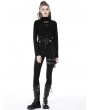 Dark in Love Black Gothic Punk Net Metal Buckle Long Sleeve T-Shirt for Women