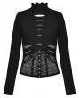 Dark in Love Black Gothic Punk Net Metal Buckle Long Sleeve T-Shirt for Women