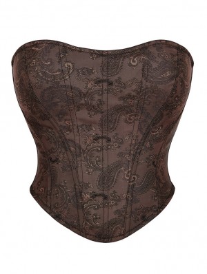 Black Gothic Pattern Leather Overbust Steampunk Corset with Shrug