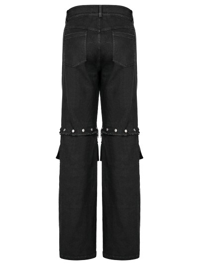 Punk Rave Black Gothic Punk Detachable Two-Wear Pants for Men 