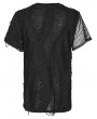 Punk Rave Black Gothic Punk Ripped Irregular Mesh Short Sleeve T-Shirt for Men