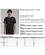 Punk Rave Black Gothic Punk Ripped Irregular Mesh Short Sleeve T-Shirt for Men