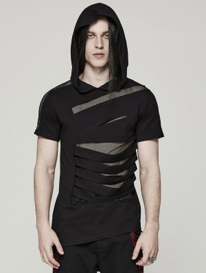 Black Gothic Punk Sexy Mesh Vest Top for Men 