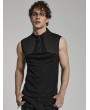 Punk Rave Black Gothic Cyber 3D Embossed Knit Sleeveless T-Shirt for Men