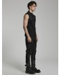 Punk Rave Black Gothic Cyber 3D Embossed Knit Sleeveless T-Shirt for Men