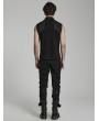 Punk Rave Black Gothic Cyber 3D Embossed Knit Sleeveless T-Shirt for Men