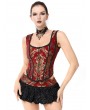 Pentagramme Red Gothic Vintage Brocade Waistcoat Top for Women