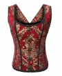 Pentagramme Red Gothic Vintage Brocade Waistcoat Top for Women