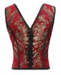 Pentagramme Red Gothic Vintage Brocade Waistcoat Top for Women