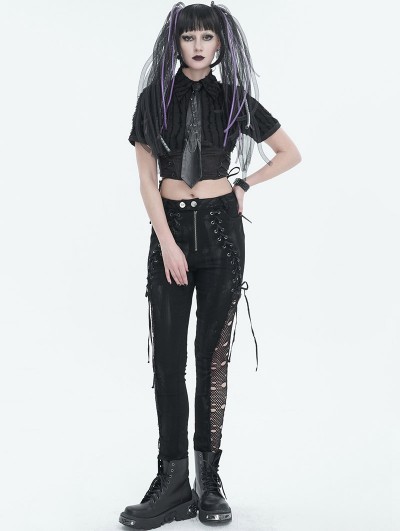 Black Gothic Punk Mask Outfit Set for Women - DarkinCloset.com