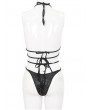 Devil Fashion Black Gothic Pattern Halter Cross Straps Two-Piece Bikini Set