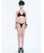 Devil Fashion Red Gothic Pentagram Velvet Halter Two-Piece Bikini Set