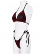 Devil Fashion Red Gothic Pentagram Velvet Halter Two-Piece Bikini Set