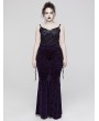 Punk Rave Violet Gothic Vintage Dark Texture Jacquard Plus Size Long Flare Pants for Women