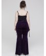 Punk Rave Violet Gothic Vintage Dark Texture Jacquard Plus Size Long Flare Pants for Women