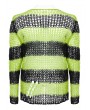 Punk Rave Black and Green Stripe Gothic Decayed Pullover Sweater for Women