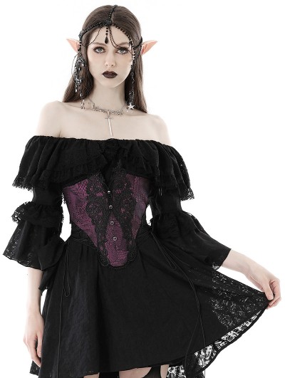 Dark in Love Purple Gothic Luxe Court Sexy Hollow Out Lace