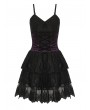 Dark in Love Black Gothic Sexy Purple Lace Up Party Mini Dress