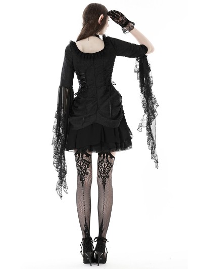 Dark In Love Gothic Witch Dress Black Velvet Heart Cutout Cincher