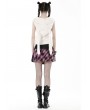 Dark in Love Pink and Black Plaid Gothic Grunge PU Bear Mini Skirt