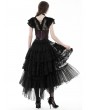 Dark in Love Black Gothic Layered Frilly Party High Low Skirt