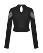 Dark in Love Black Gothic Punk Mesh Spliced Long Sleeve Short T-Shirt for Women