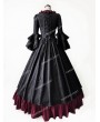 Rose Blooming Black and Dark Red Gothic Antoinette Style Victorian Ball Gowns