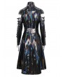 Devil Fashion Black Gothic Punk Cutout Sleeves Leather Long Coat for Women