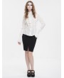 Devil Fashion White Gothic Retro Ruffles Long Sleeve Shirt for Women