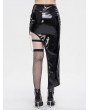 Devil Fashion Black Gothic Punk Sexy Leather Eyelet Side Split Bodycon Skirt