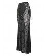 Devil Fashion Black Gothic Punk Sexy See-Through Pattern Chain Embellished Maxi Skirt