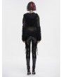 Devil Fashion Black Gothic Punk Grunge Long Sleeve Hooded Crochet Sweater for Women