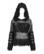 Devil Fashion Black Gothic Punk Grunge Long Sleeve Hooded Crochet Sweater for Women