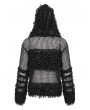 Devil Fashion Black Gothic Punk Grunge Long Sleeve Hooded Crochet Sweater for Women