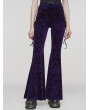 Punk Rave Violet Gothic Vintage Dark Jacquard Long Flare Pants for Women