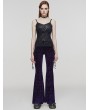 Punk Rave Violet Gothic Vintage Dark Jacquard Long Flare Pants for Women