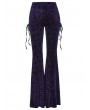 Punk Rave Violet Gothic Vintage Dark Jacquard Long Flare Pants for Women