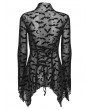 Punk Rave Black Gothic Bat Mesh Long Sleeve Basic T-Shirt for Women