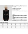 Punk Rave Black Gothic Bat Mesh Long Sleeve Basic T-Shirt for Women