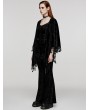 Punk Rave Black Gothic Embossed Velvet Tassel Shawl for Women