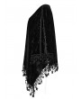 Punk Rave Black Gothic Embossed Velvet Tassel Shawl for Women